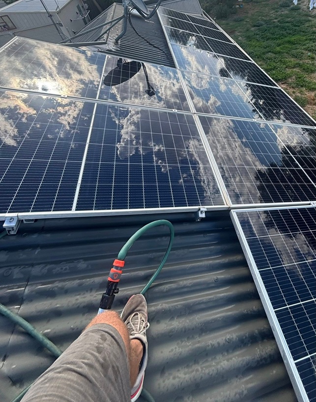 Solar panel cleaning on a Berowra bushland property